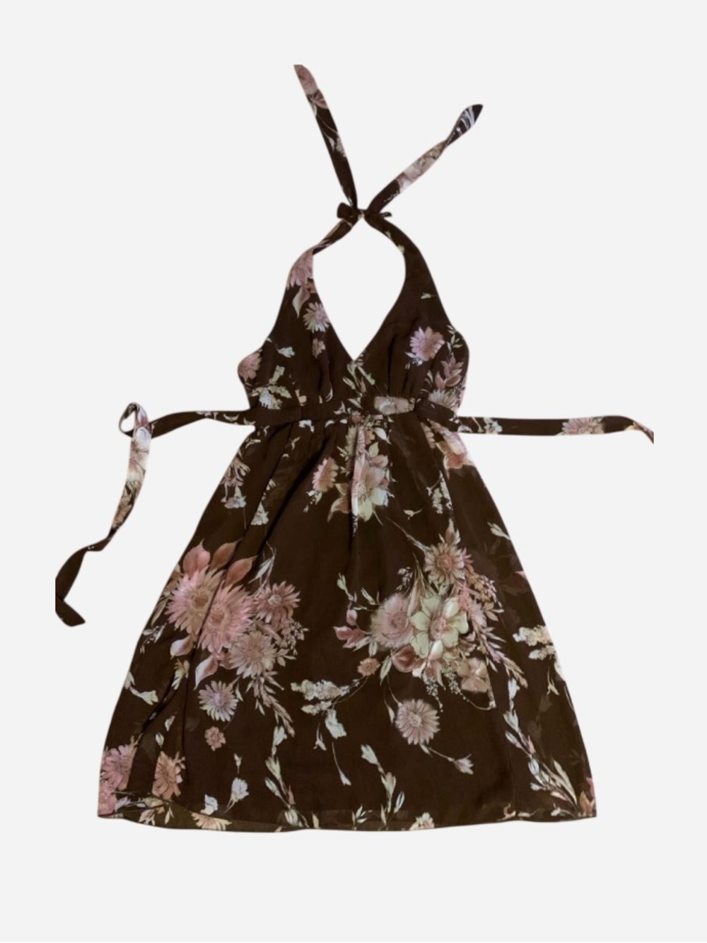 I.N San Francisco - vintage halter dress with floral print (made in the USA)